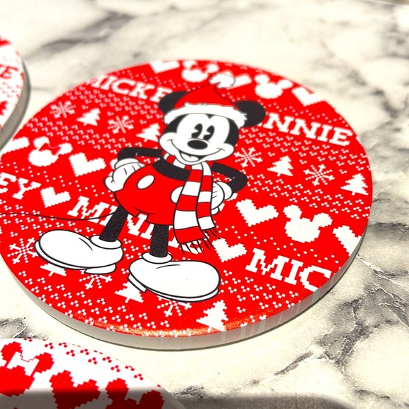 🎄NIB/Disney set of 4 Mickey & Minnie Mouse coasters - Picture 6 of 13